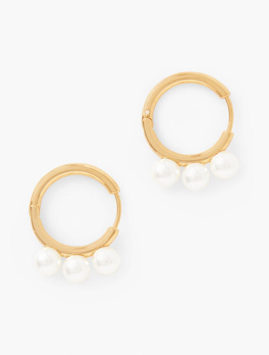 TALBOTS MODERN PEARL HOOP EARRINGS