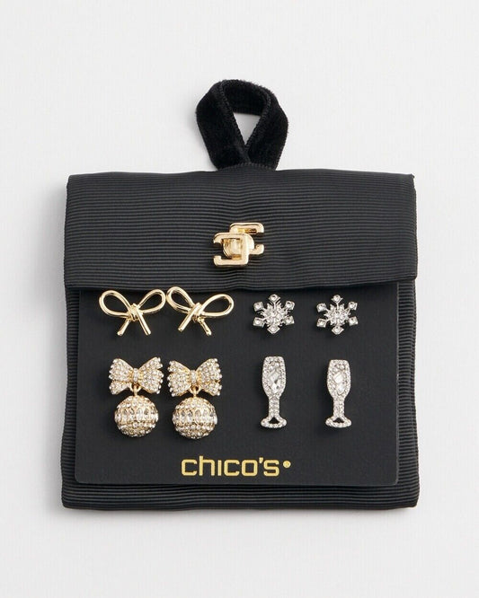 CHICO'S FESTIVE STUD SET EARRINGS