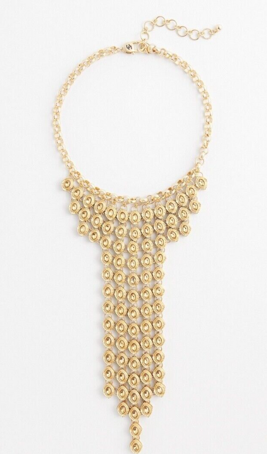 CHICO'S CASCADING GOLD TONE STATEMENT NECKLACE