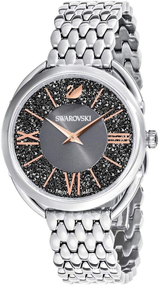 SWAROVSKI Crystal Authentic Crystalline Glam Watch, Metal Strap, Gray, Silver