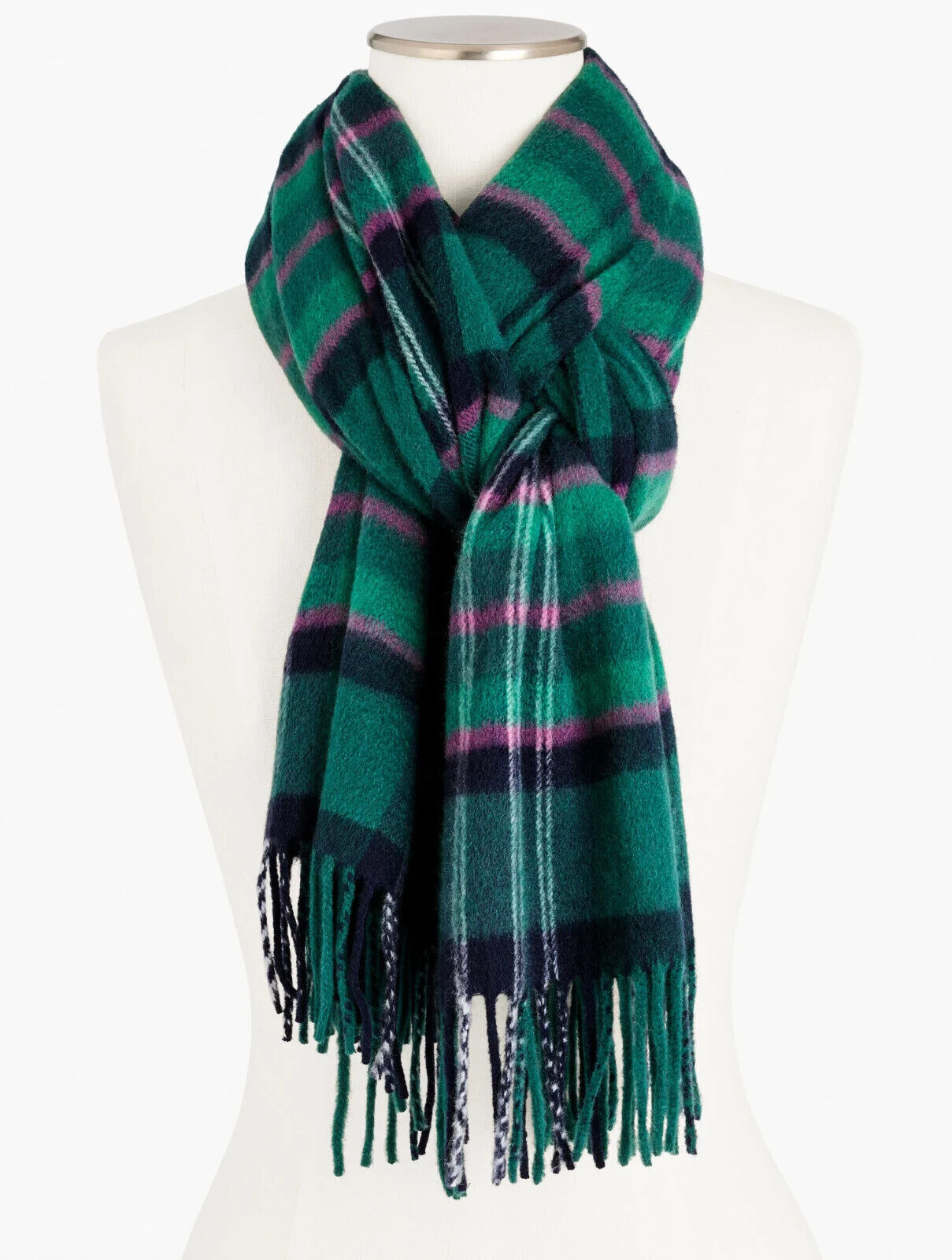 TALBOTS CASHMERE WATERWEAVE SCARF - HIGHLAND GREEN