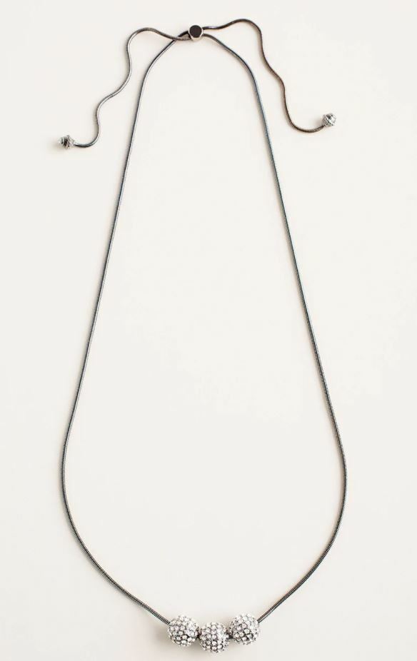 CHICO'S CONVERTIBLE BLACK FAUX-HEMATITE FIREBALL NECKLACE