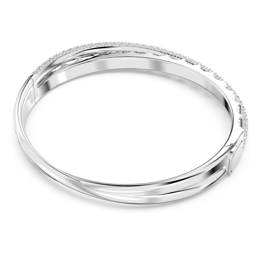 Swarovski Rota bangle Mixed cuts, White, Rhodium plated