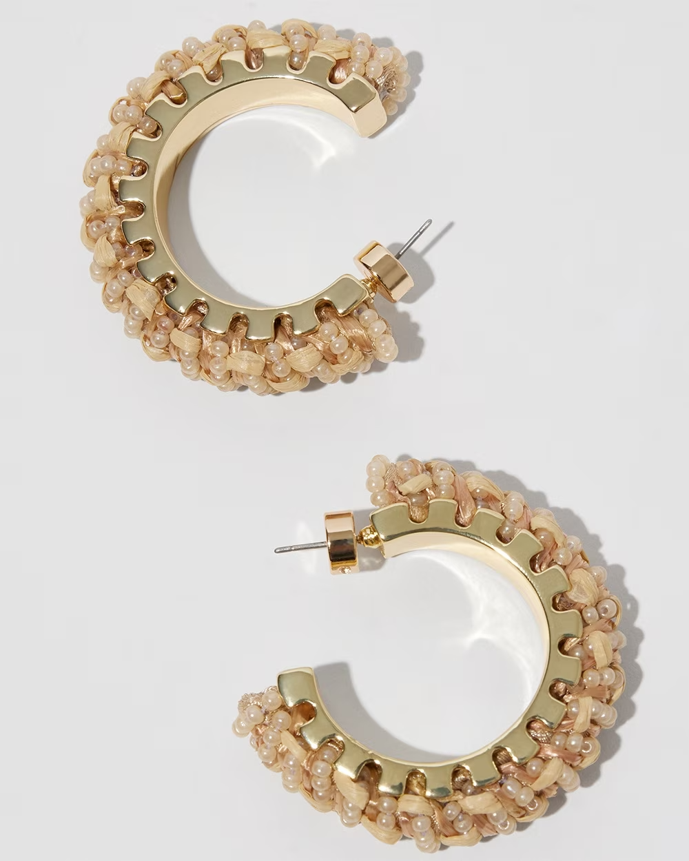 CHICO'S NEUTRAL SEED HOOP EARRINGS