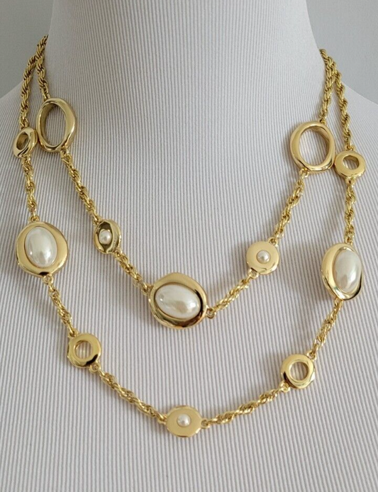 TALBOTS DOUBLE PEARL NECKLACE