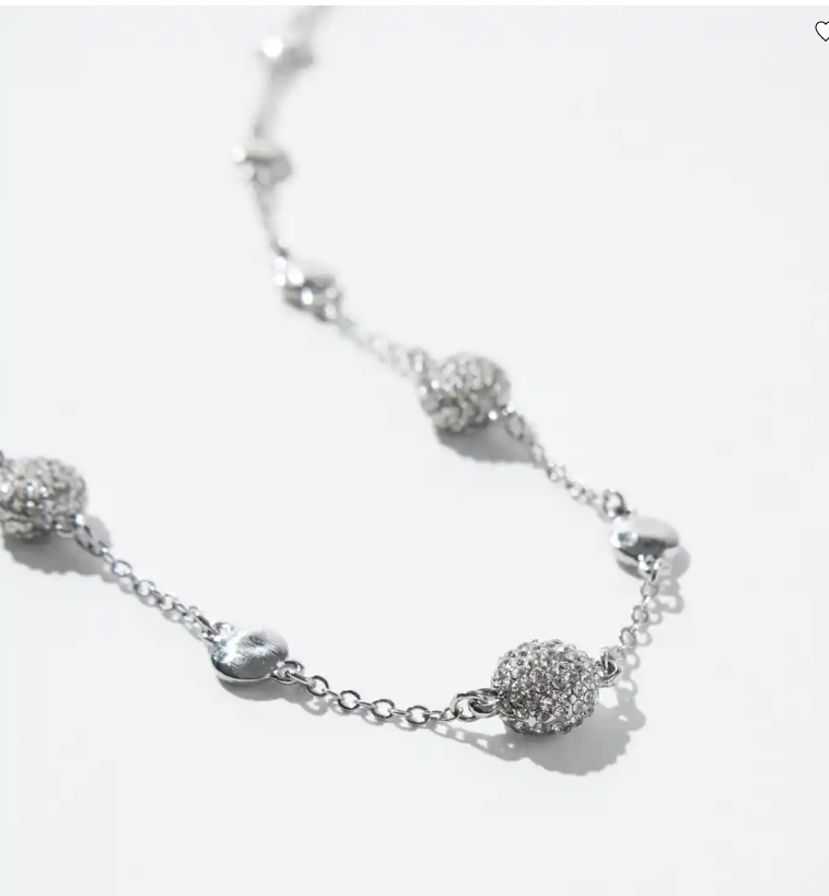 WHITE HOUSE BLACK MARKET SILVER DISC SHORT STRAND NECKLACE