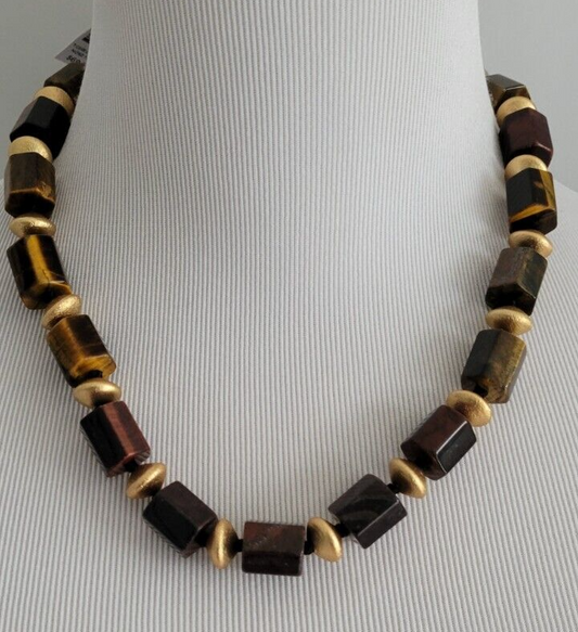 CHICO' S TIGER'S EYE SHORT NECKLACE