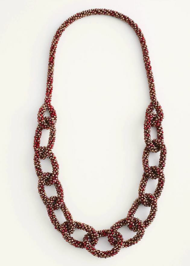 CHICO'S LONG RED LUMI SINGLE-STRAND NECKLACE