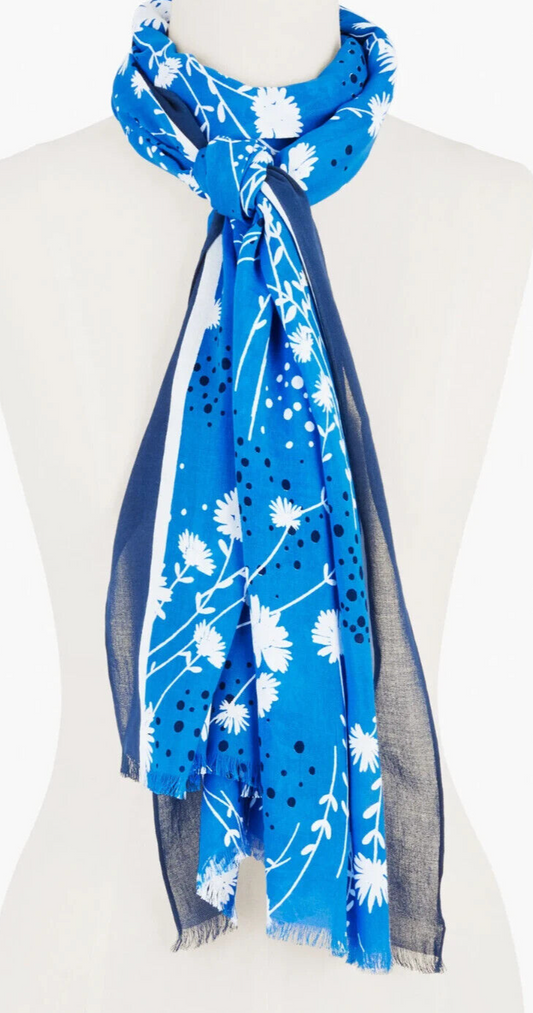 TALBOTS DANCING FLORAL SPARKLE OBLONG SCARF