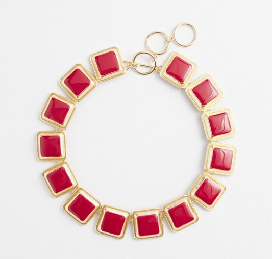 CHICO'S RED PENDANT STATEMENT NECKLACE
