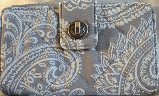 Vera Bradley RFID Turnlock Wallet, Cloud Gray Paisley