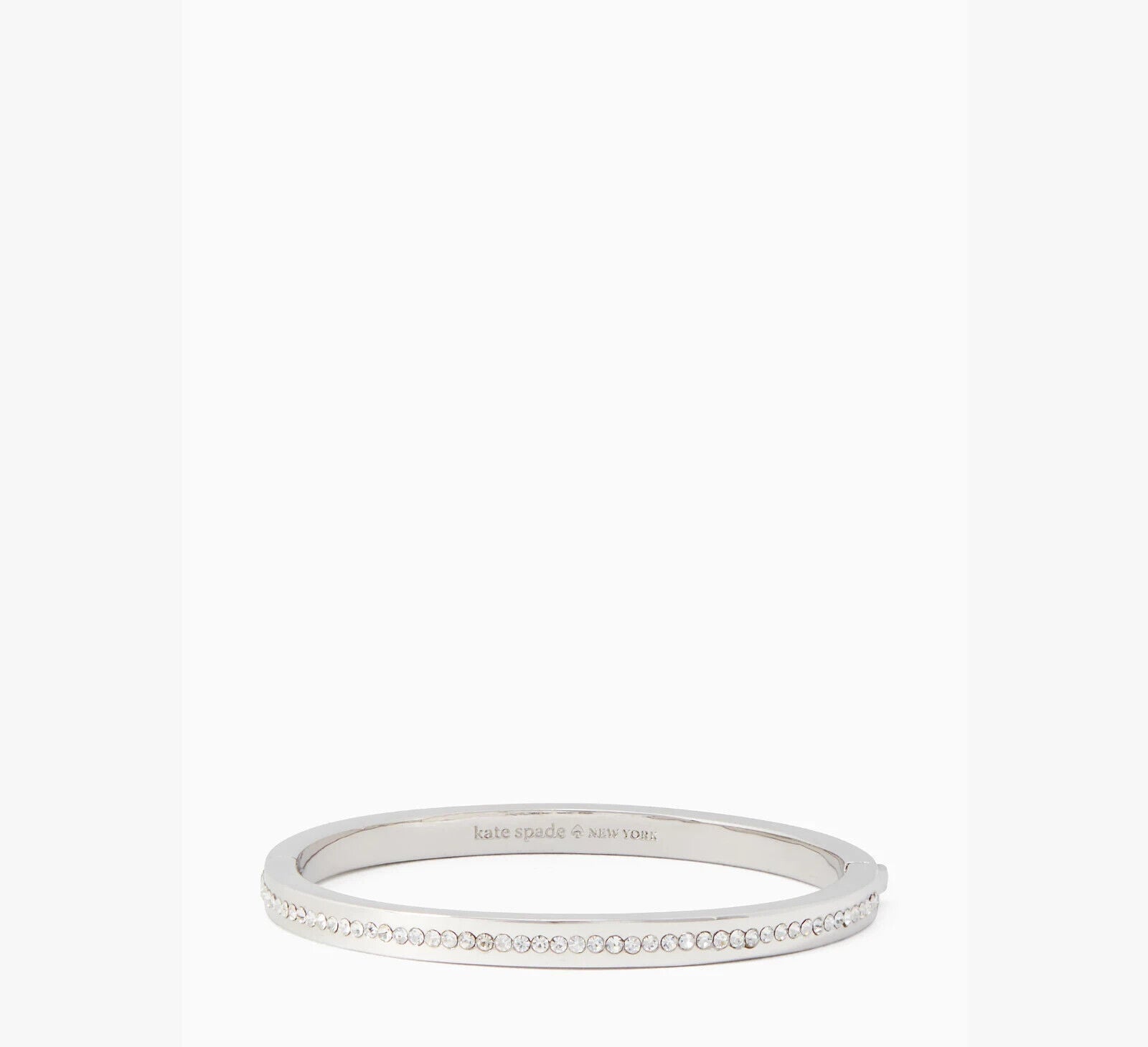 Kate Spade Ring It Up Pave Hinged Bangle Bracelet Silver Tone