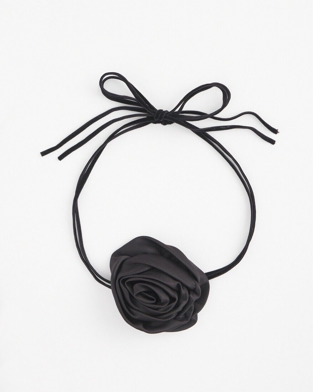 CHICO'S BLACK FLOWER TIE CHOCKER NECKLACE
