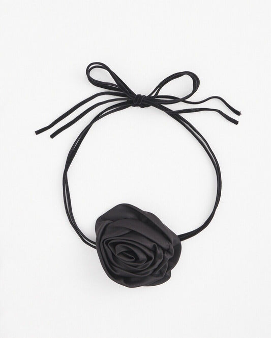 CHICO'S BLACK FLOWER TIE CHOCKER NECKLACE