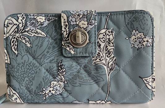 Vera Bradley Women's Performance Twill Turnlock Wallet, Tiger Lily Blue Oar