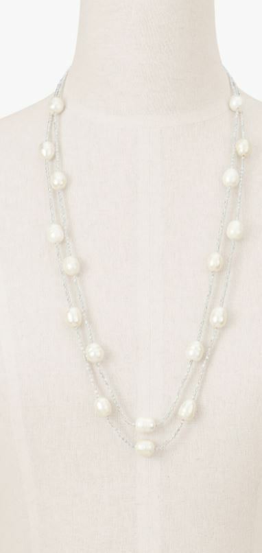 TALBOTS  DOUBLE STRAND BAROQUE PEARL NECKLACE