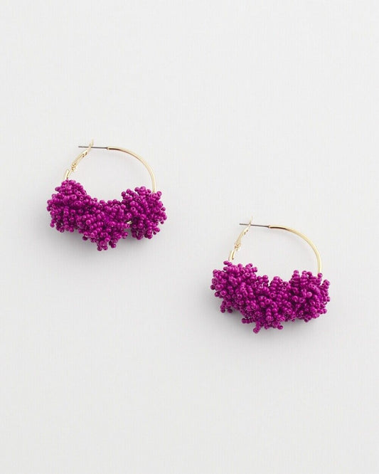 CHICO'S NO DROOP VIOLET SEED BEAD CLUSTER EARRINGS
