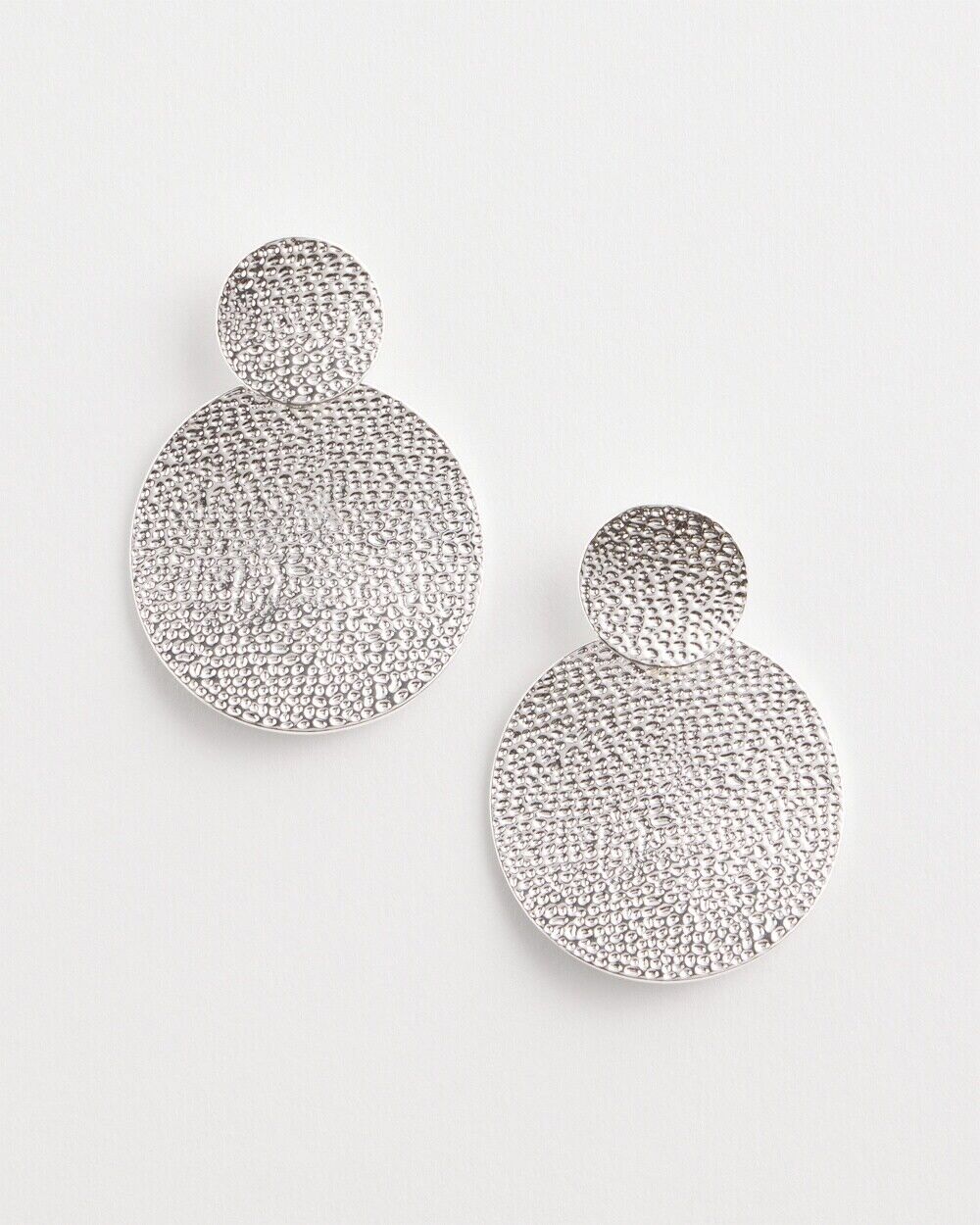 CHICO'S NO DROOP SILVER TONE TEXTURE EARRINGS