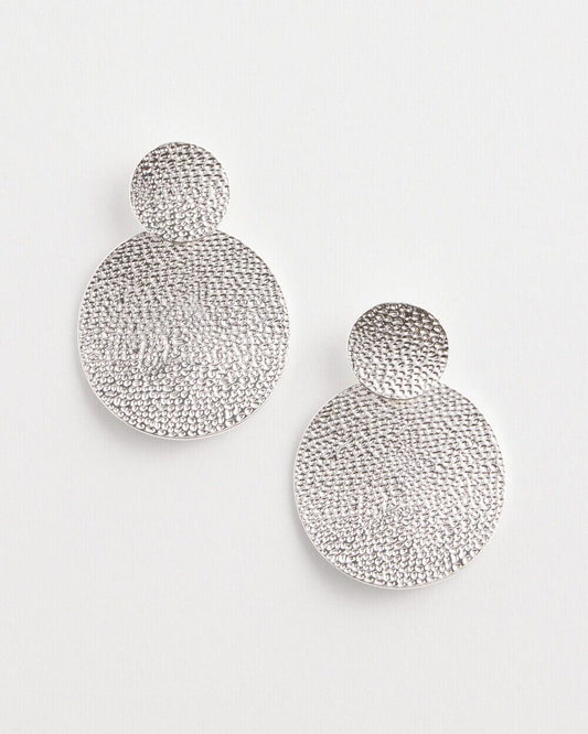 CHICO'S NO DROOP SILVER TONE TEXTURE EARRINGS