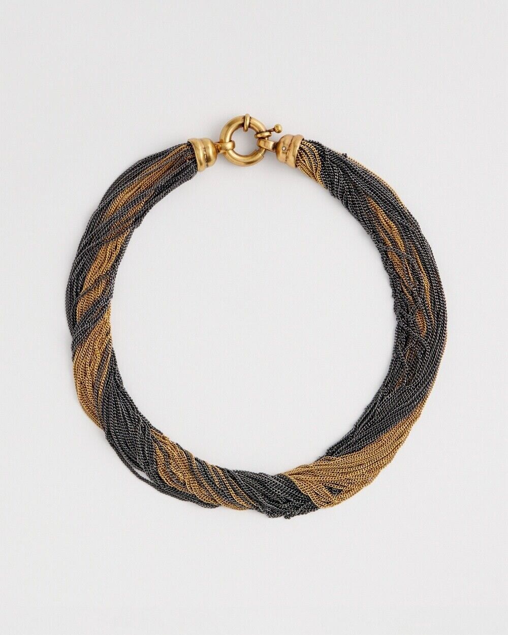 CHICO'S HEMATITE GOLD TONE MULTI STRAND NECKLACE