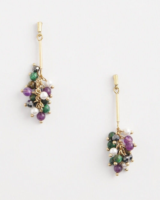 CHICO'S NO DROOP BEADED CLUSTER EARRINGS