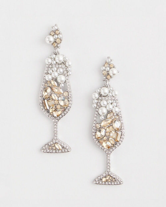 CHICO'S NO DROOP EMBELLISHED CHAMPAGNE EARRINGS