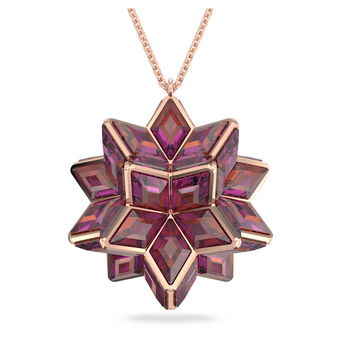 Swarovski Curiosa Pendant, Geometric Crystals Pink Rose-Gold Tone Plated 5600505
