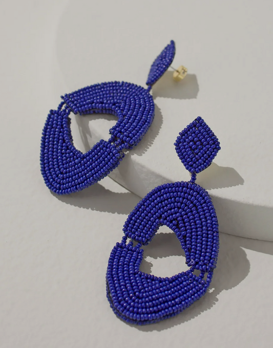 CHICO'S  NAVY SEED BEAD DROP EARRINGS