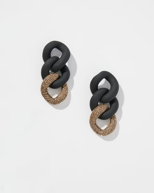 CHICO'S GOLD TONE PAVE LINK EARRINGS