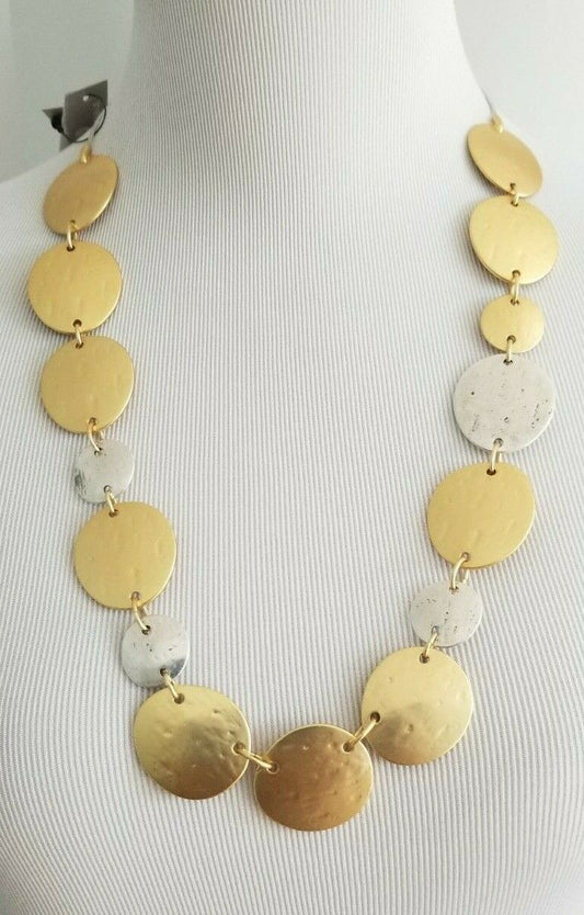 CHICO'S CONVERTIBLE MIXED-METAL CIRCLETS SINGLE-STRAND NECKLACE