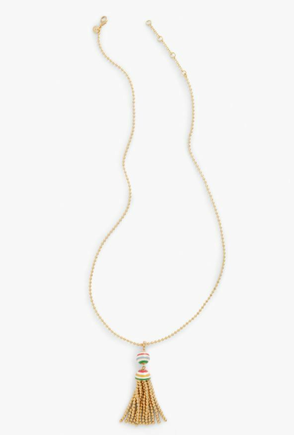 TALBOTS STRIPE TASSEL PENDANT NECKLACE