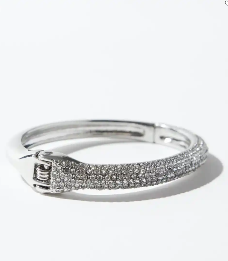 WHITE HOUSE BLACK MARKET SILVER ENCRUSTED BANGLE BRACELET
