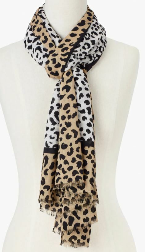 TALBOTS OBLONG SCARF GRAPHIC CHEETAH
