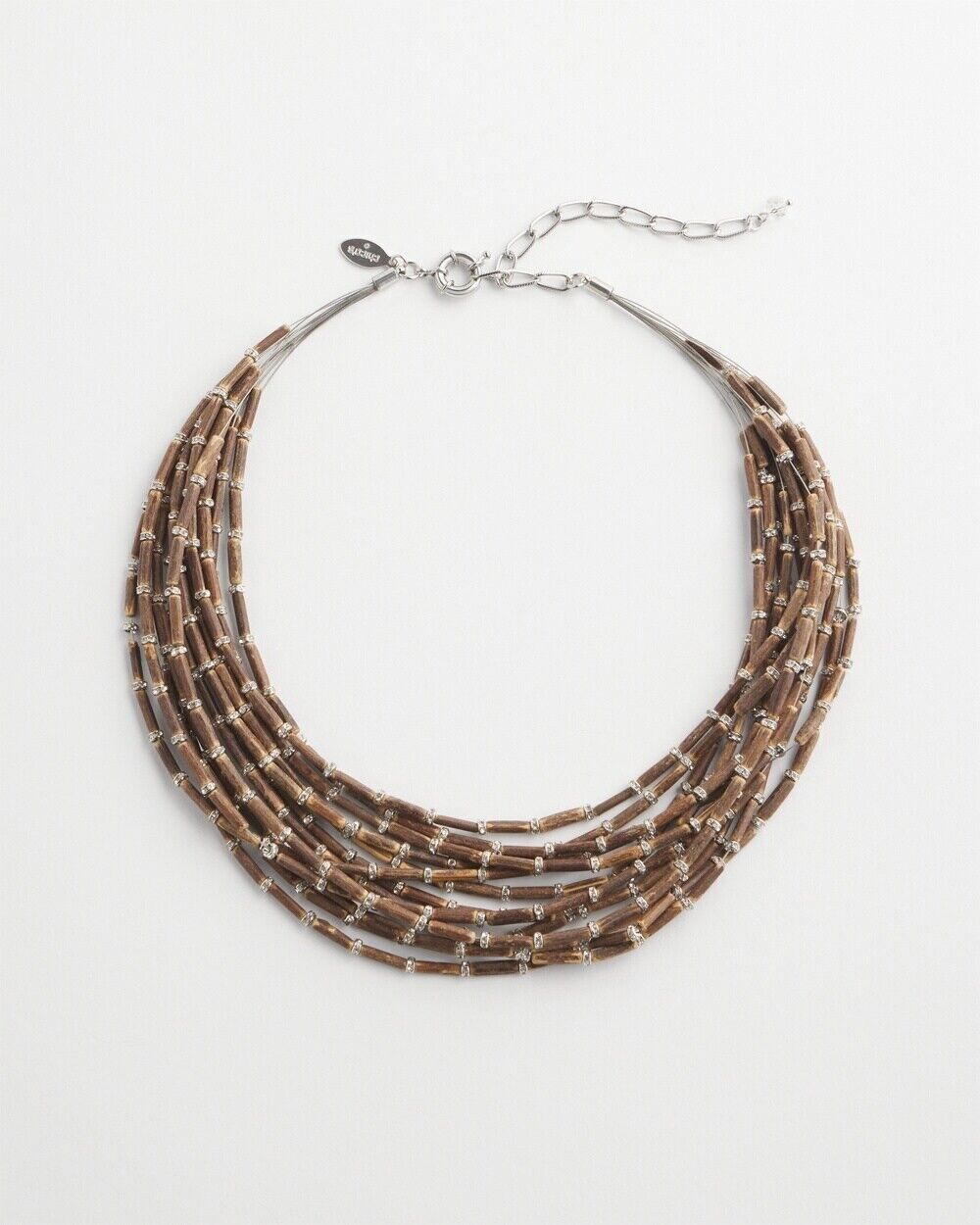 CHICO'S WOOD BEAD ILLUSION NECKLACE