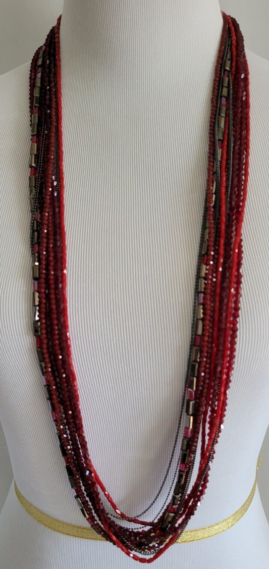 CHICO' S RED MULTISTRAND NECKLACE
