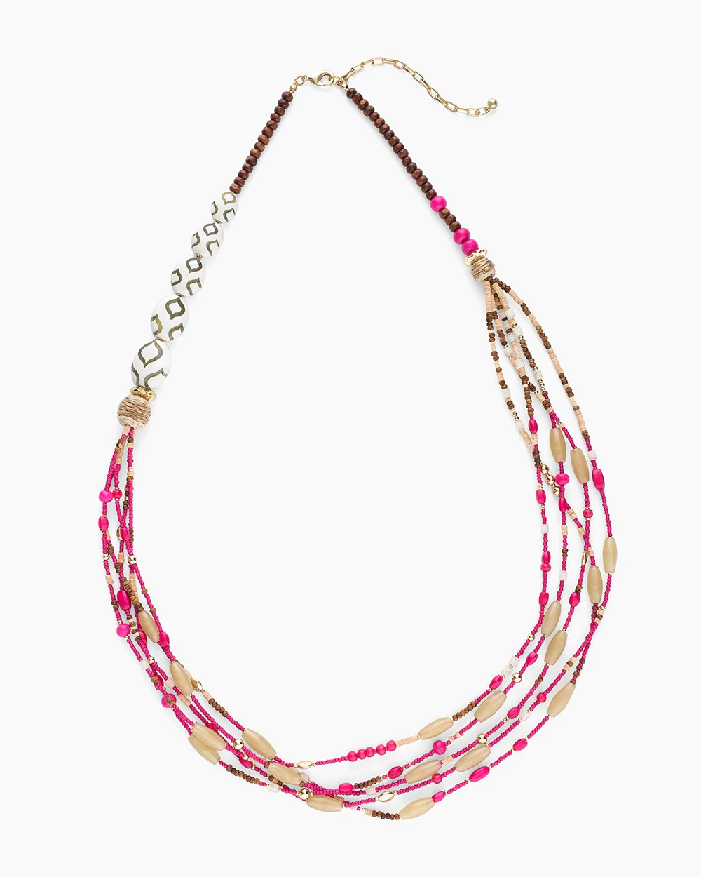 CHICO'S LONG PINK MULTI-STRAND NECKLACE