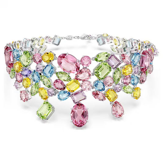 Swarovski Gema choker Mixed cuts, Multicolored, Rhodium plated