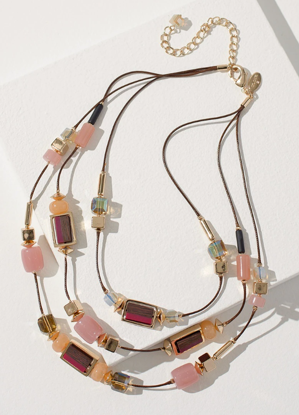 CHICO'S BEADED MULTI STRAND NECKLACE