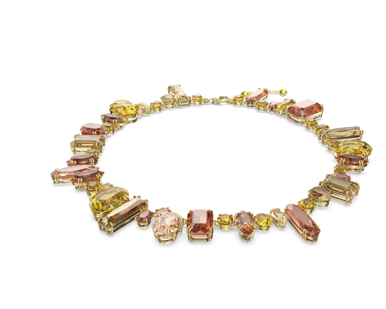 Swarovski Gema necklace Mixed cuts, Multicolored, Gold-tone plated