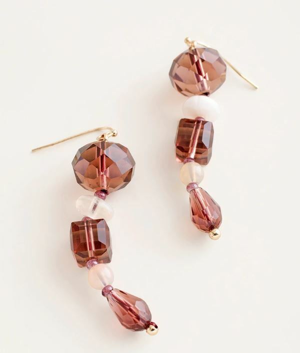 CHICO'S WARM-TONE MULTI-COLORED BEADED LINEAR EARRINGS