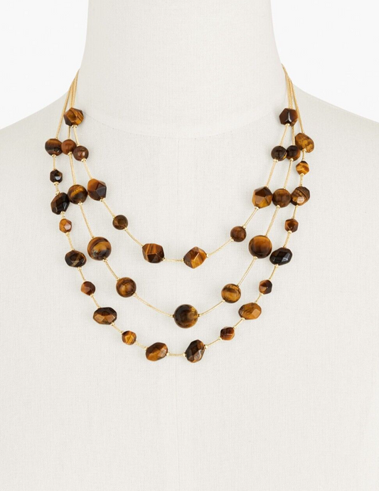 TALBOTS TIGER'S-EYE STATEMENT NECKLACE