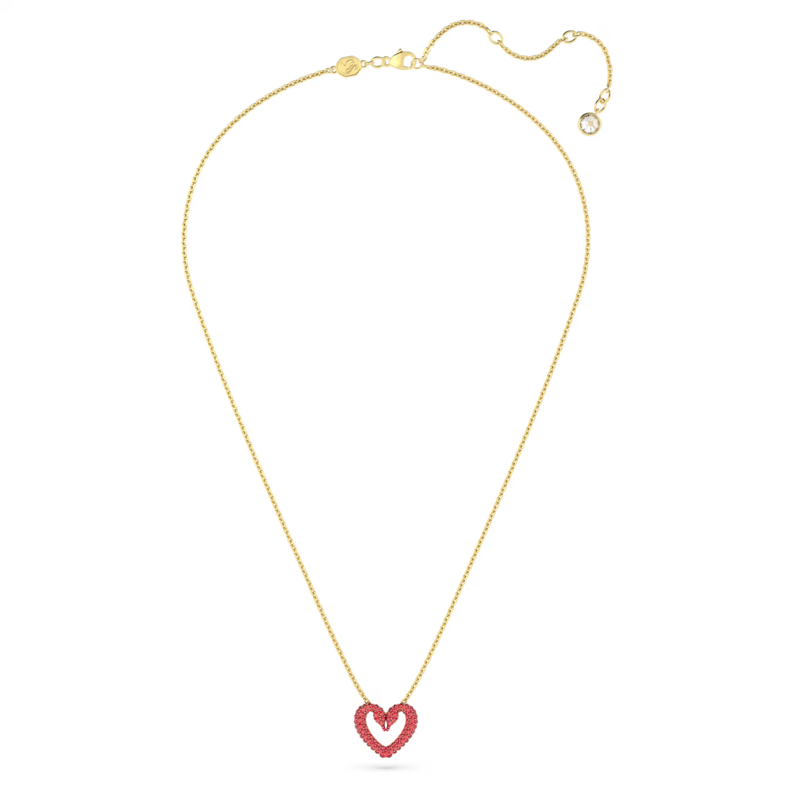 Swarovski Pavé, Heart, Small, Red, Gold-tone plated