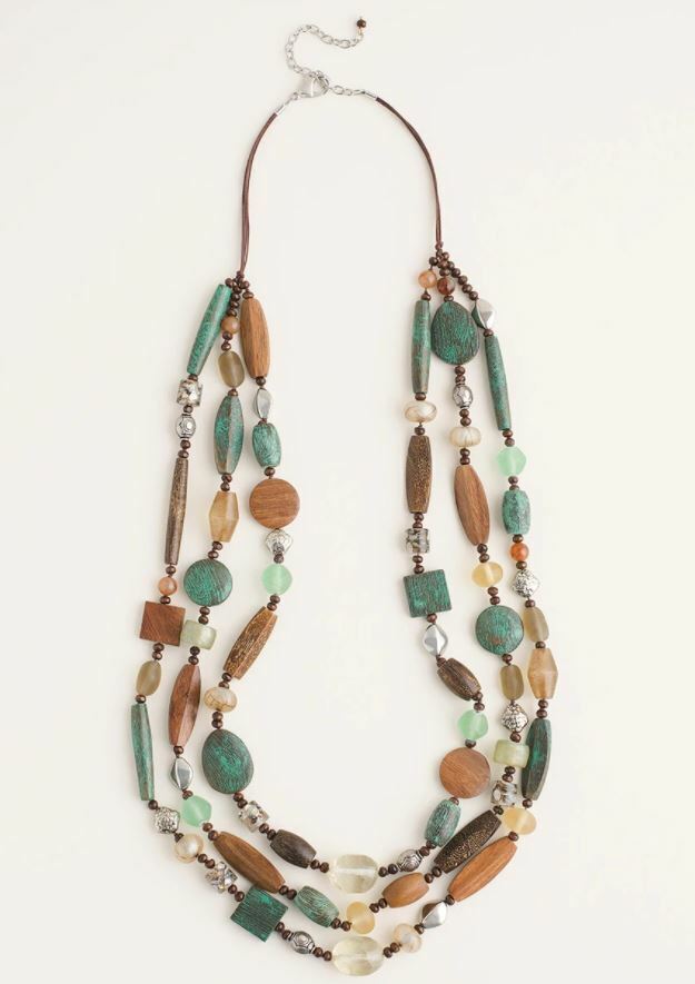 CHICO'S BEADED TRIPLE-STRAND NECKLACE