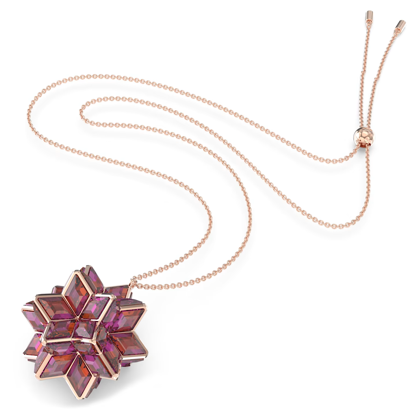 Swarovski Curiosa Pendant, Geometric Crystals Pink Rose-Gold Tone Plated 5600505