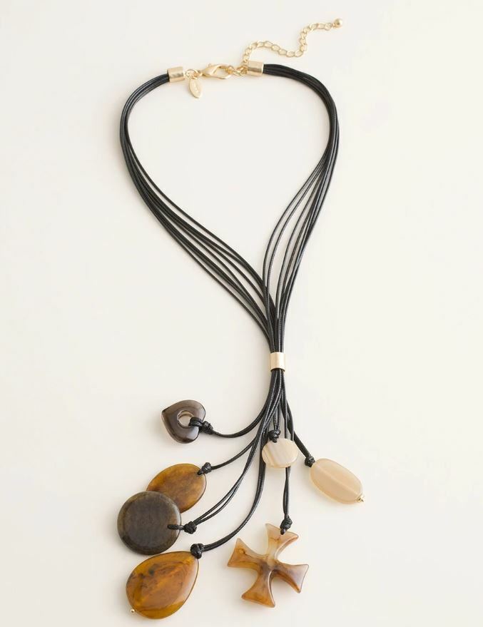 CHICO'S BROWN HORN-INSPIRED Y-NECKLACE