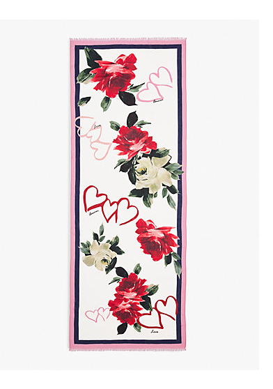 TALBOTS Roses & Hearts Scarf