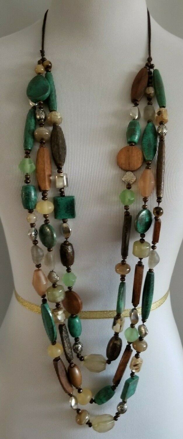 CHICO'S BEADED TRIPLE-STRAND NECKLACE
