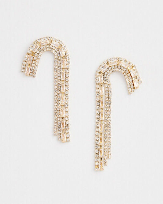 CHICO'S NO DROOP EMBELISHED CANDY CANE TASSEL EARRINGS