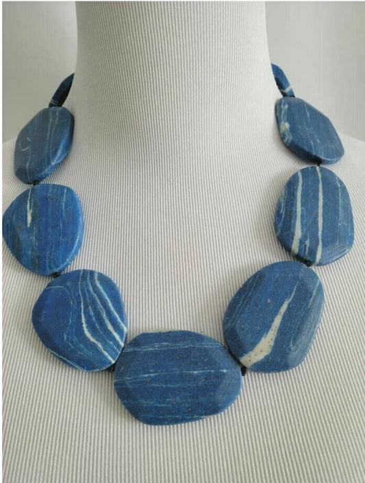 CHICO'S BLUE MULTI BIB NECKLACE