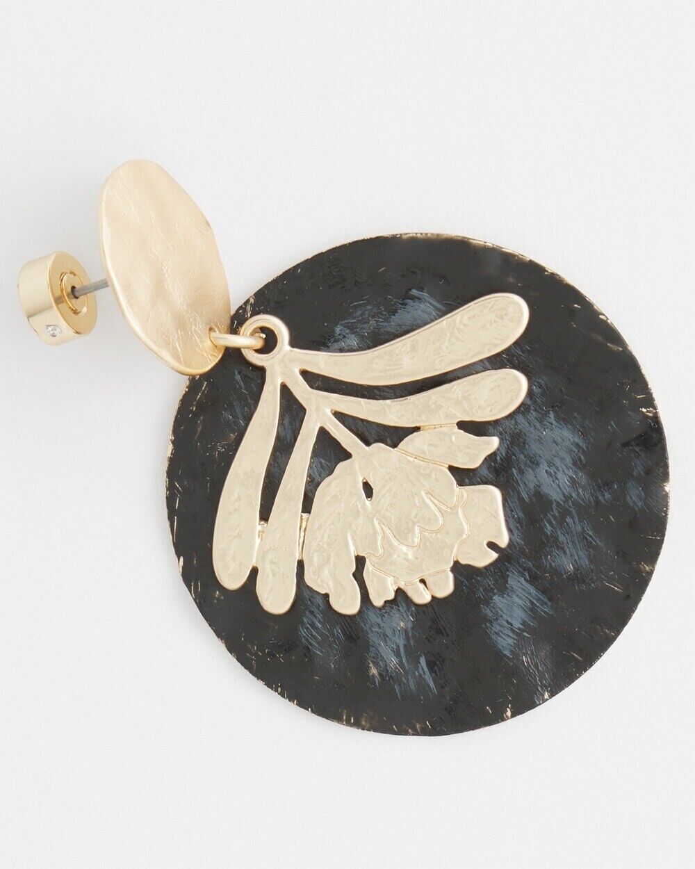 CHICO'S NO DROOP BLACK LEAF DROP EARRINGS